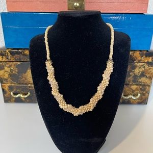 Cream Crochet Beaded Artisan Necklace